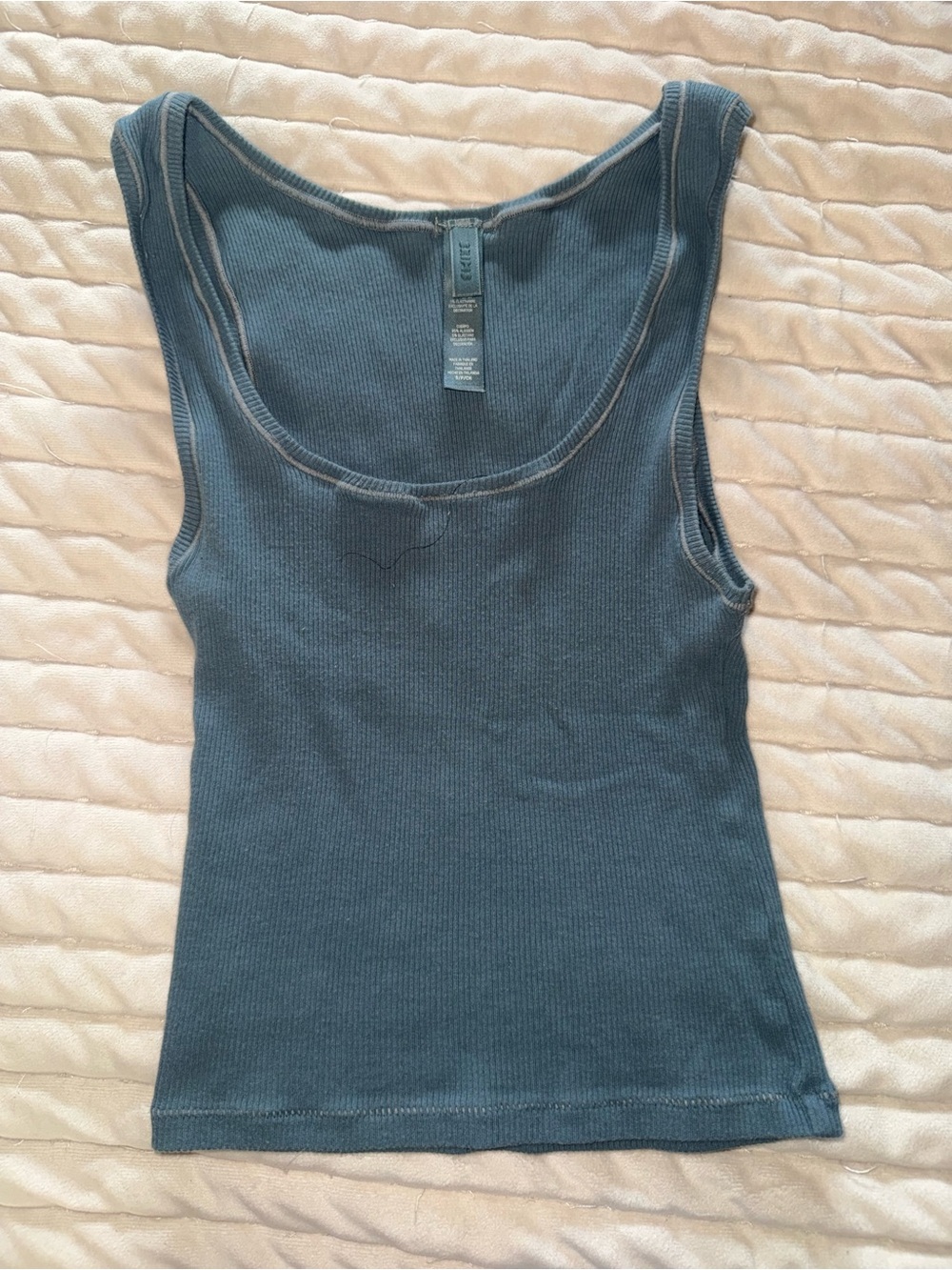 SKIMS Slate Blue Ribbed Scoop-Neck Tank